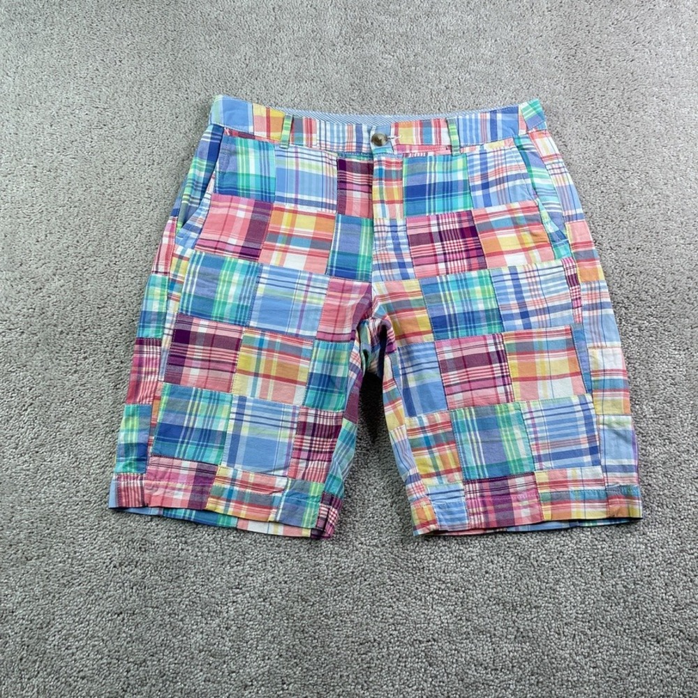 LL Bean Shorts Womens 6 Multicolor Patchwork Madras Plaid Favorite Fit Preppy